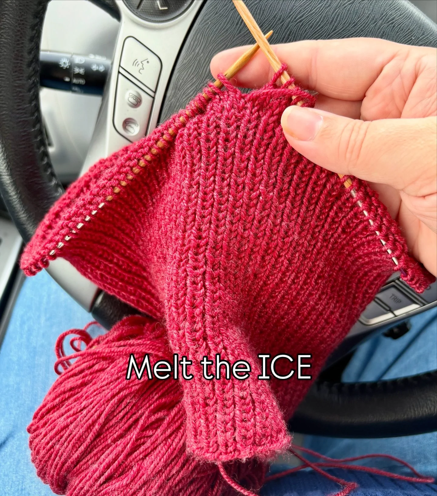 Working on my #melttheice hat. Based on a historical pattern from the 1940&rsquo;s, Norwegians made and wore these hats as a protest of the occupation. You can find the pattern at @yarn_cult 🧶 I hope you&rsquo;ll join me in making one of your own. I