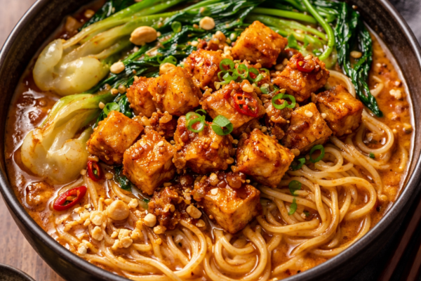 nouilles dan dan végétarienne