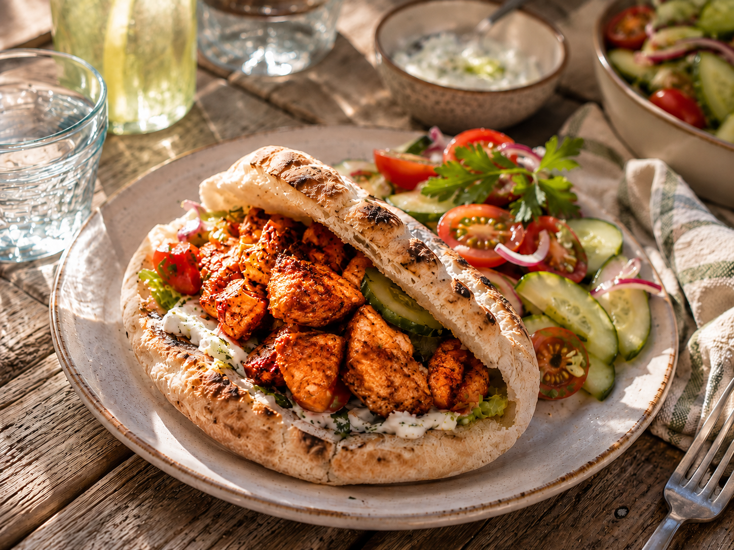 Pita de poulet mariné à la sauce Shawarma Marinade d’Ottolenghi