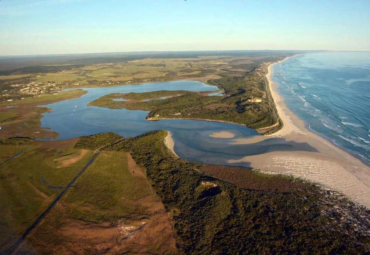 An aerial photograph of an estuary in Victoria.
