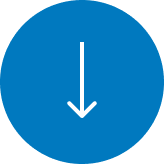 White downward arrow on blue circle background.