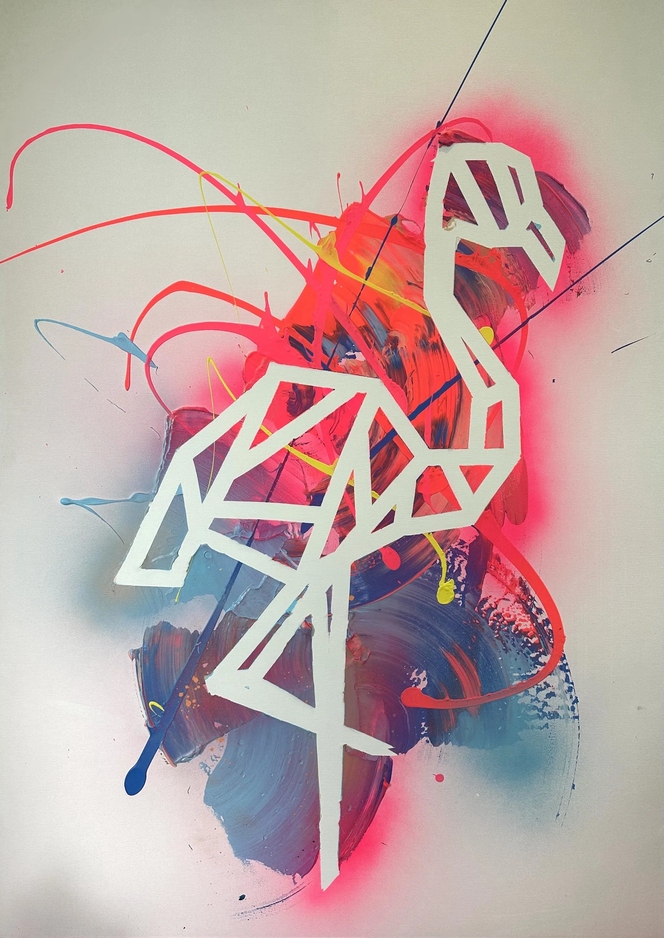 Amazing Anden Flamingo, 2025, mixed media on canvas, 140 x 100 cm