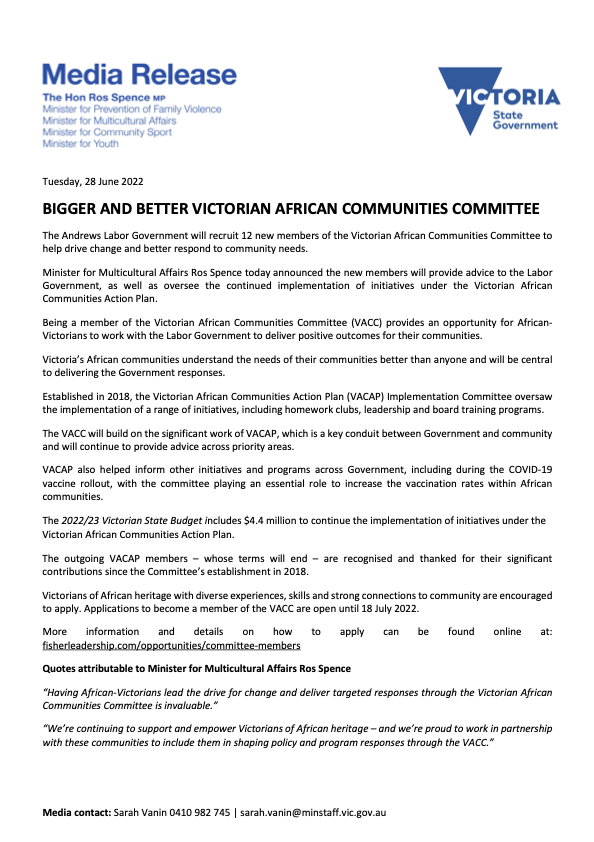 VACC Recruitment - Bigger And Better Victorian African Communities Committee.png