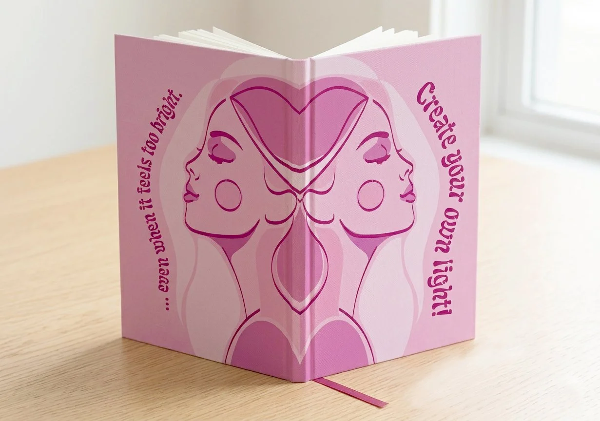 Pinkes Notizbuch mit Frauen Illustration zum Thema Sichtbarkeit