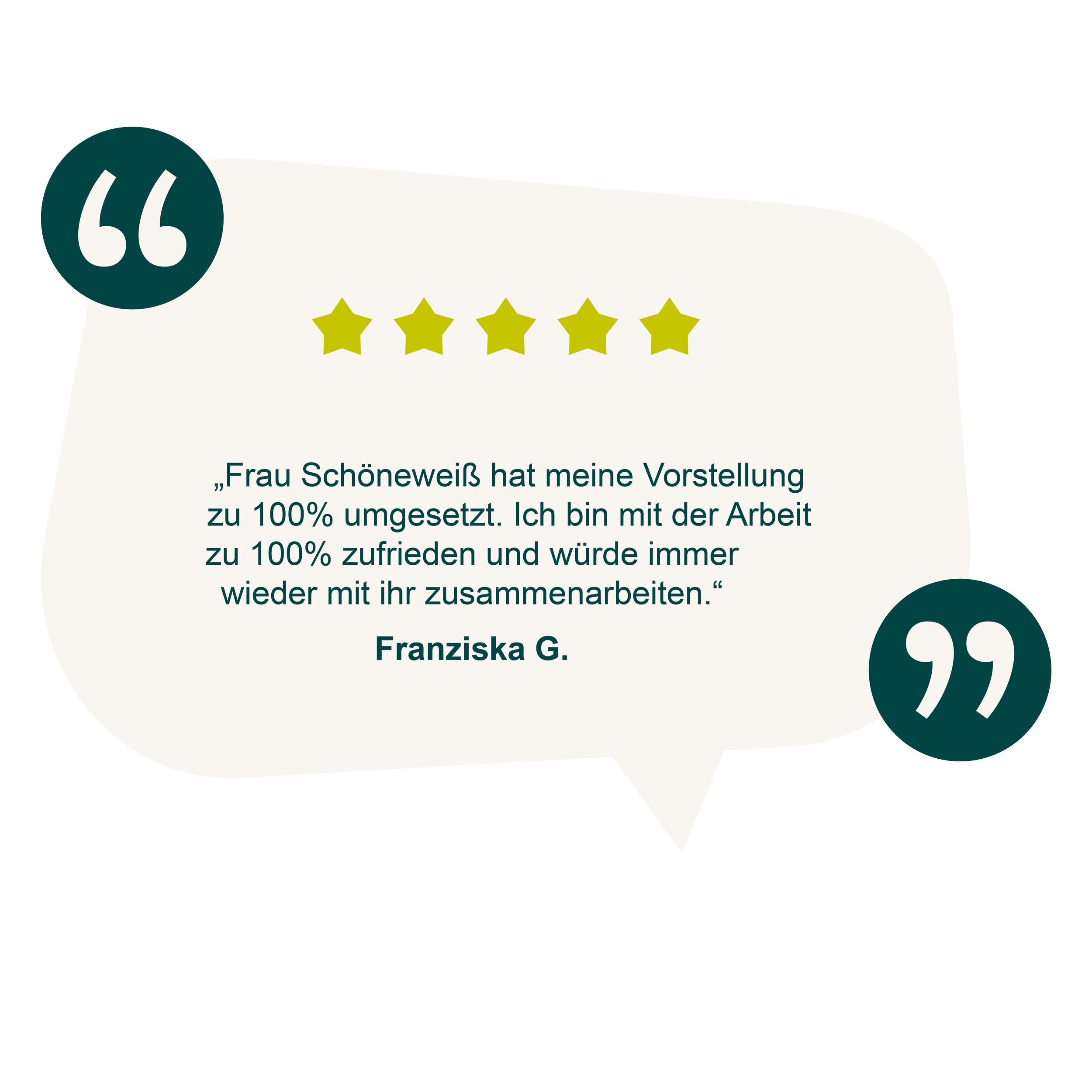 Kundenstimme – „100 % zufrieden, Vorstellungen perfekt umgesetzt, würde jederzeit wieder zusammenarbeiten.“
