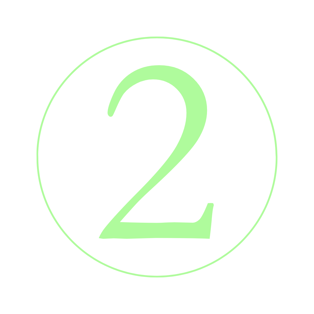 Black background with a large, glowing green number 2 inside a thin green circle