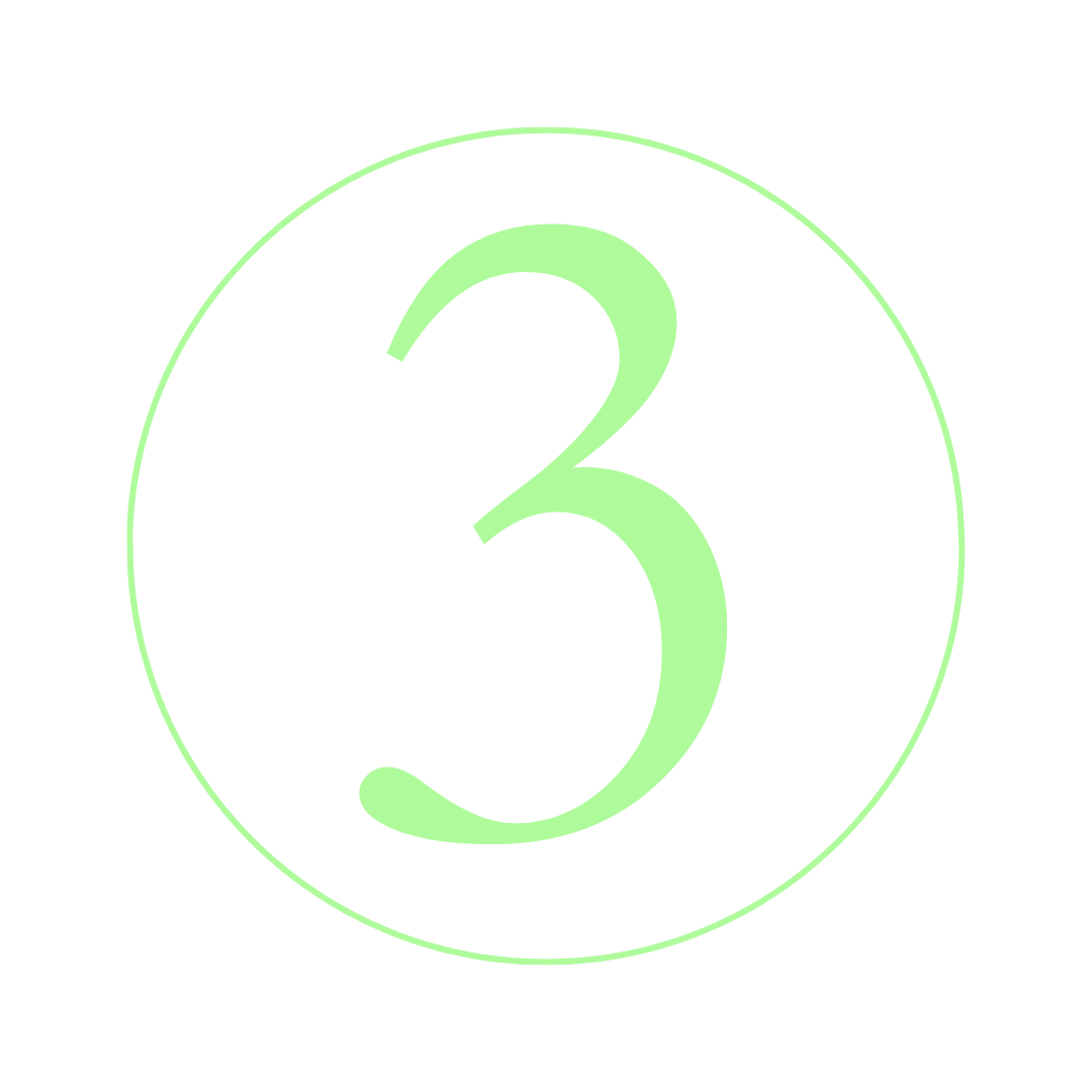Green number three inside a black circle with a thin green outline.