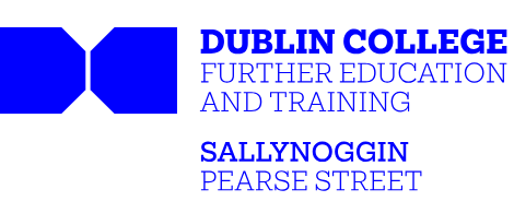 Dublin College Sallynoggin , on a navy blue background.