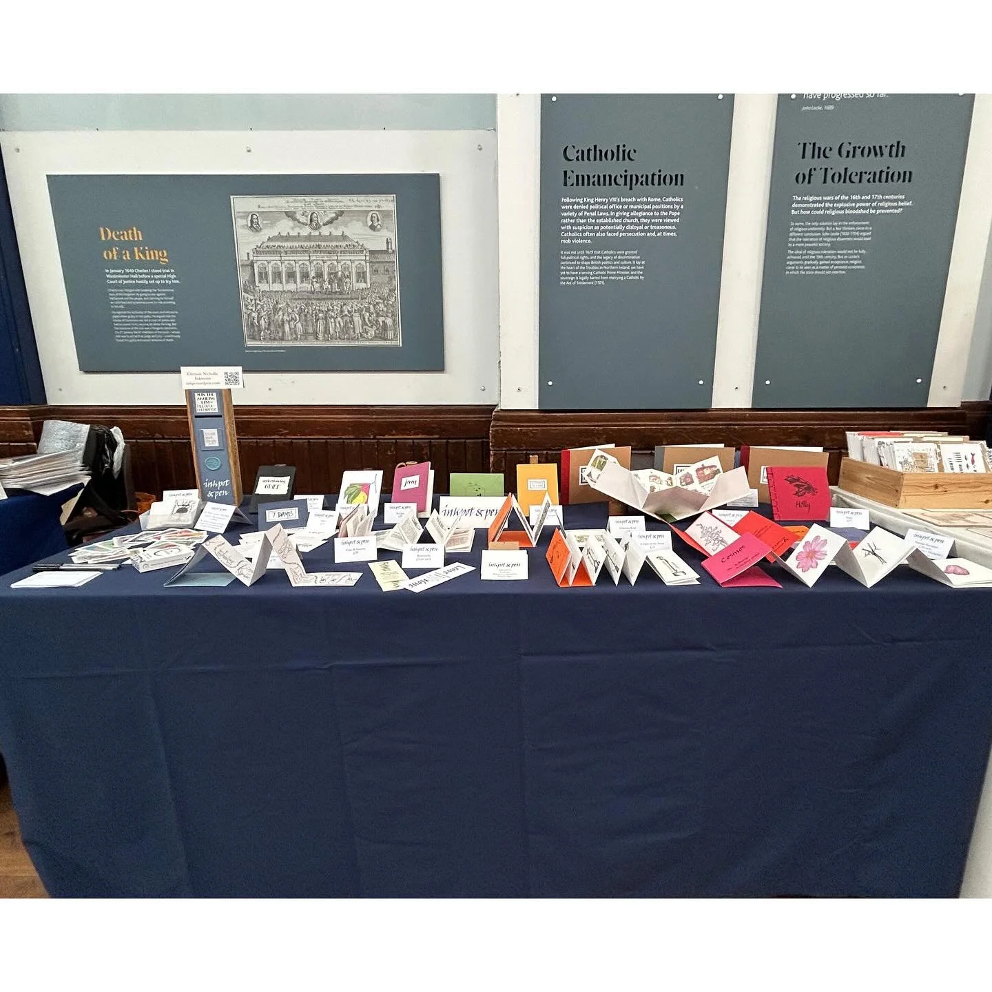 Next to my fair bestie @nothingbuttheruth_ at the @printmaking_fairs Strange Magic at Lewes Town Hall from 11 to 4pm today.
You can find me under Catholic Emancipation! 🤪
.
.
.
#summerfair
#lewes
#sussex
#artistsbooks
#thecards_beinghuman
#illustrat