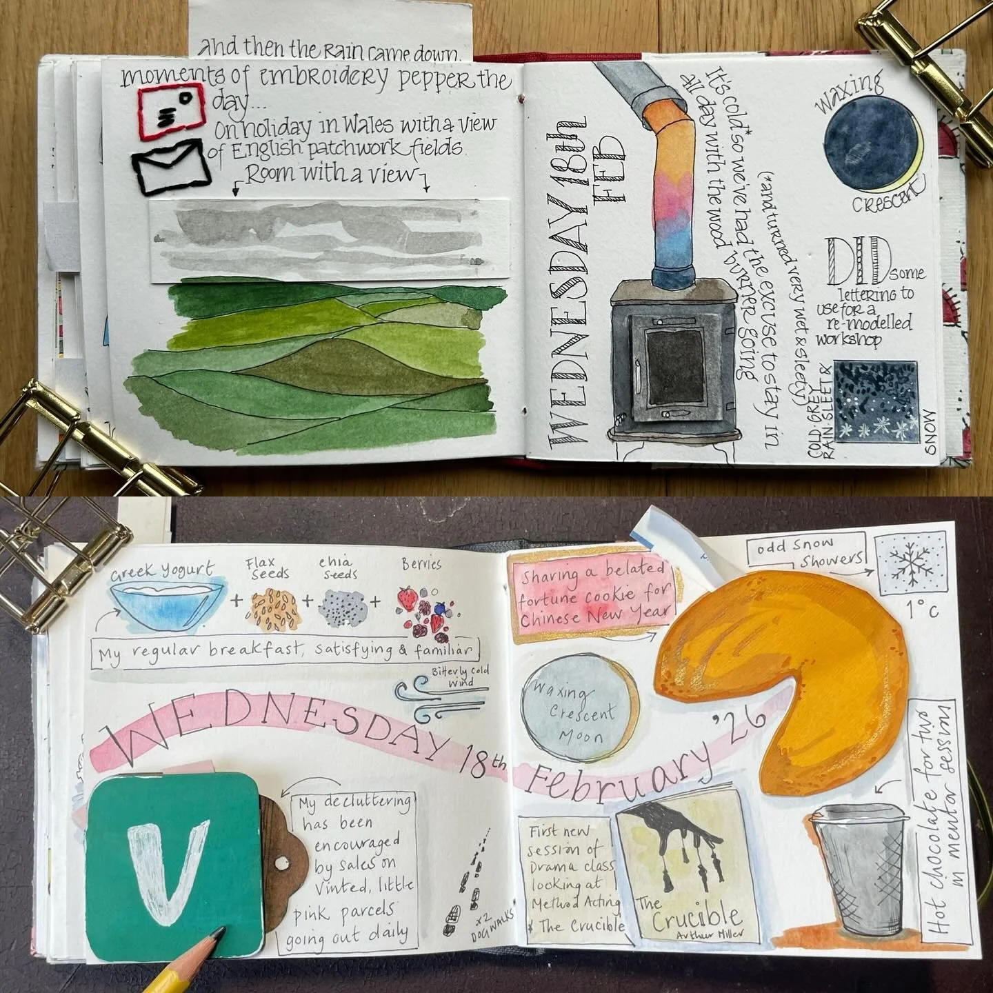 Scroll across this week as we both have fold out bits in our pages! It seems &lsquo;just painting&rsquo; what we did is a distant memory and our little books are getting thicker by the week with the fold up and down, pop out, slide up etc elements!

