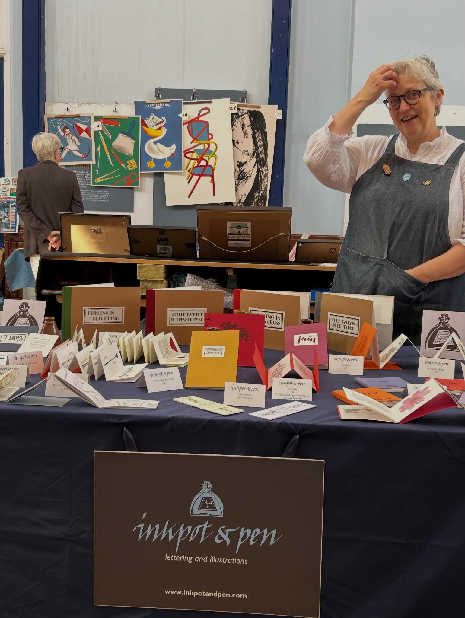 Come and see me and make me smile 😊 
I&rsquo;m here at the @inkpaperandprint fair in Lewes town hall, from 10:30 to 4:30 today and tomorrow.

Thank you to my fair neighbour @frankandlucie for the photos.😉