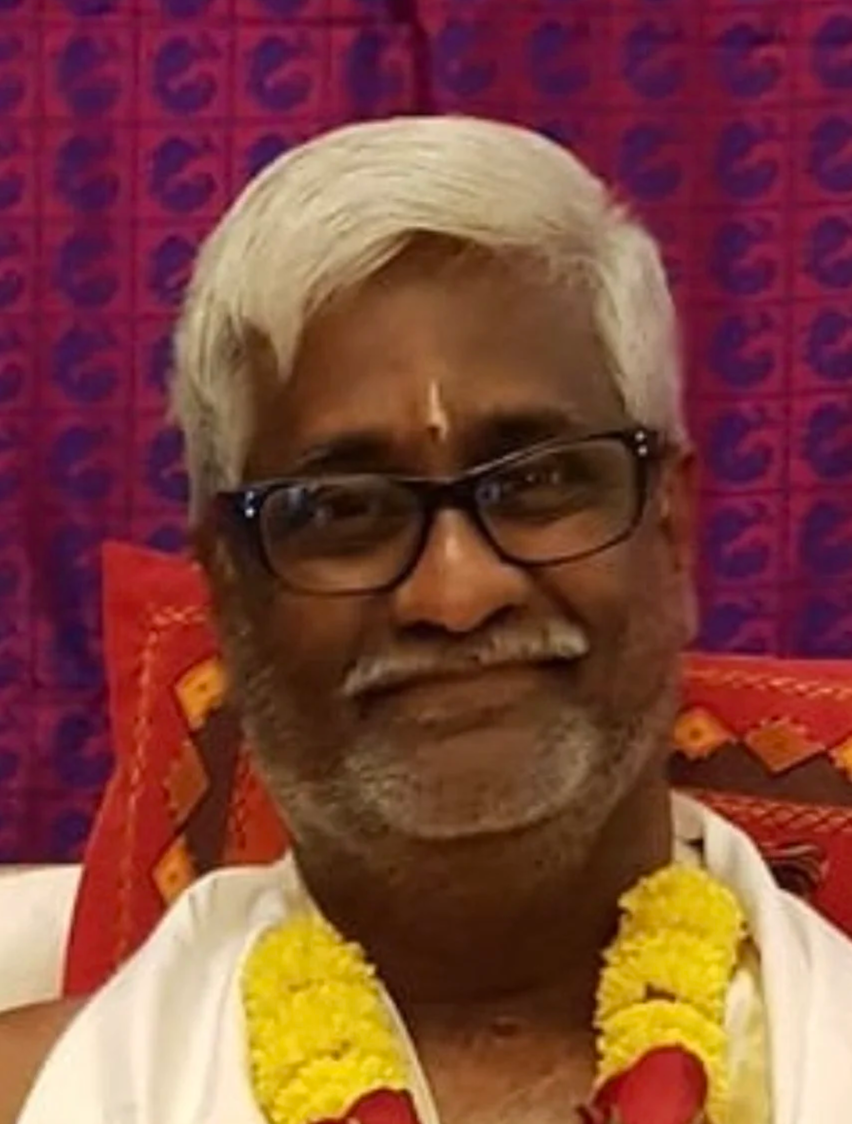 Portrait Photo of Shree Krsna Guruji colorful background Guru Purnima Celebration