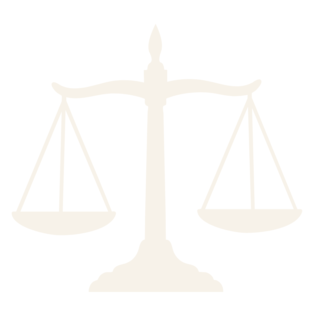 A white silhouette of a balanced scale on a black background.