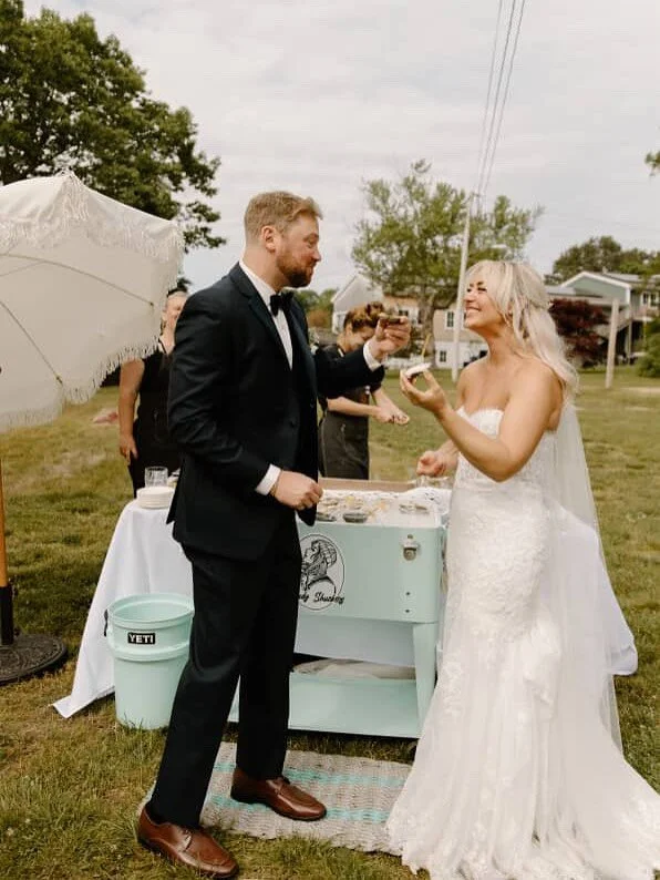 We bring the romance and the raw-bar 🤍🦪Nothing beats a coastal celebration and oysters shucked at your wedding. Say &lsquo;I do&rsquo; to the best party snack ever 🥲

Fresh, local, and unforgettable ⚔️🐚

shoutout to the gorgeous bride and groom f