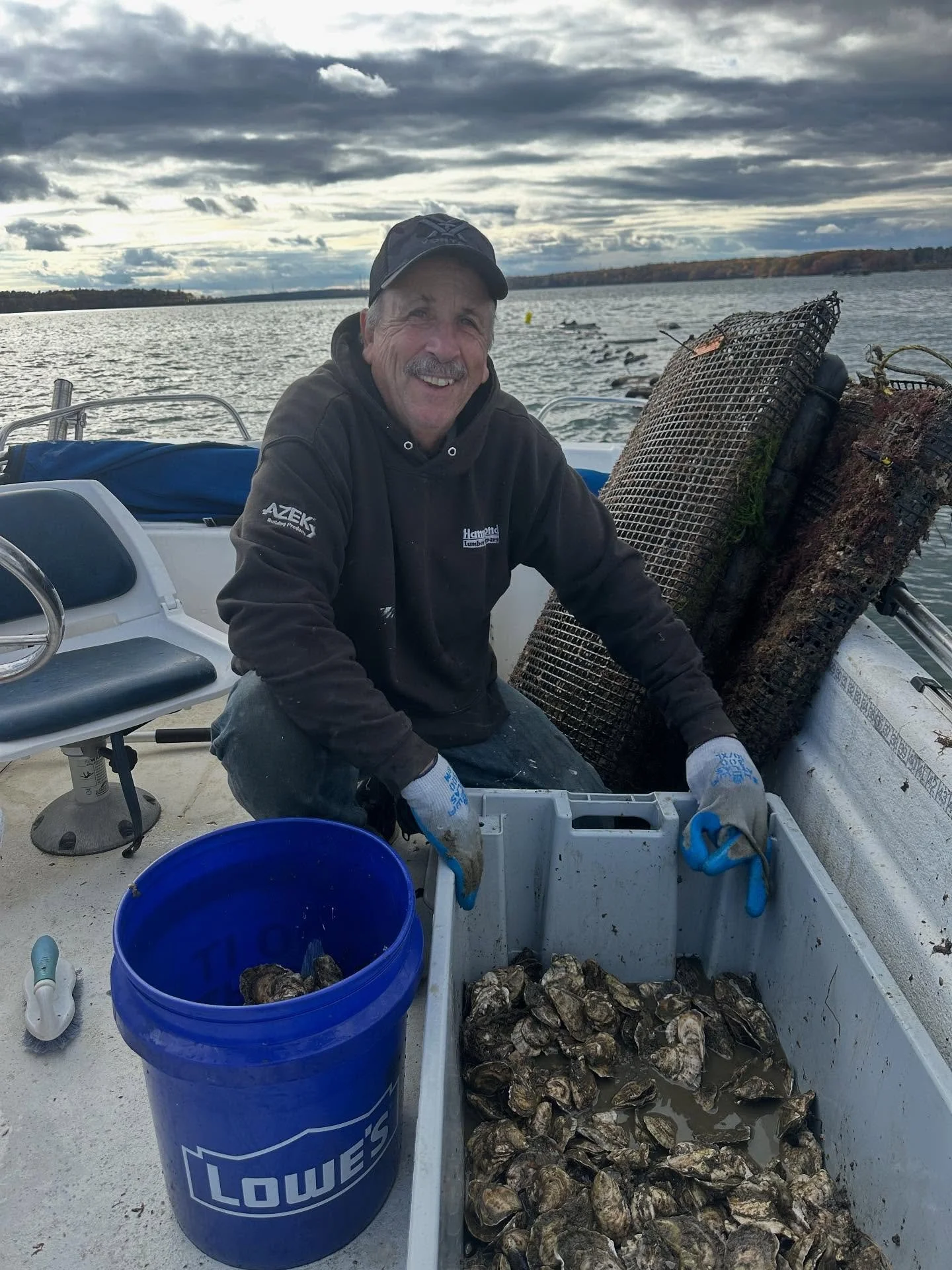 this guy was a massive help on the farm today!!! 🫶🦪 Say hello to Darrell, everyone! 👋 (The Father Shucker, Libby’s Dad!) 
whether it’s boat trouble shooting, figuring out ways to become more efficient on the water or just pitching in