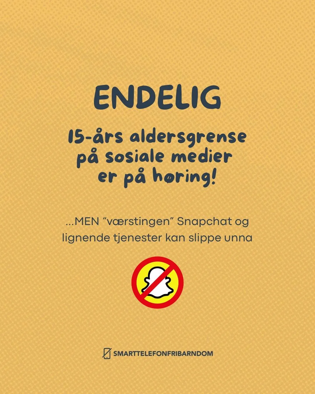 👻 Regjeringen har foresl&aring;tt unntak for &laquo;digitale meldingstjenester&raquo; i aldersgrenseloven &ndash; dette kan bety at Snapchat m.fl. defineres ut av loven. 🤦🏼&zwj;♀️

🕳️⚠️ Da st&aring;r vi igjen med en lov som ikke treffer der barna