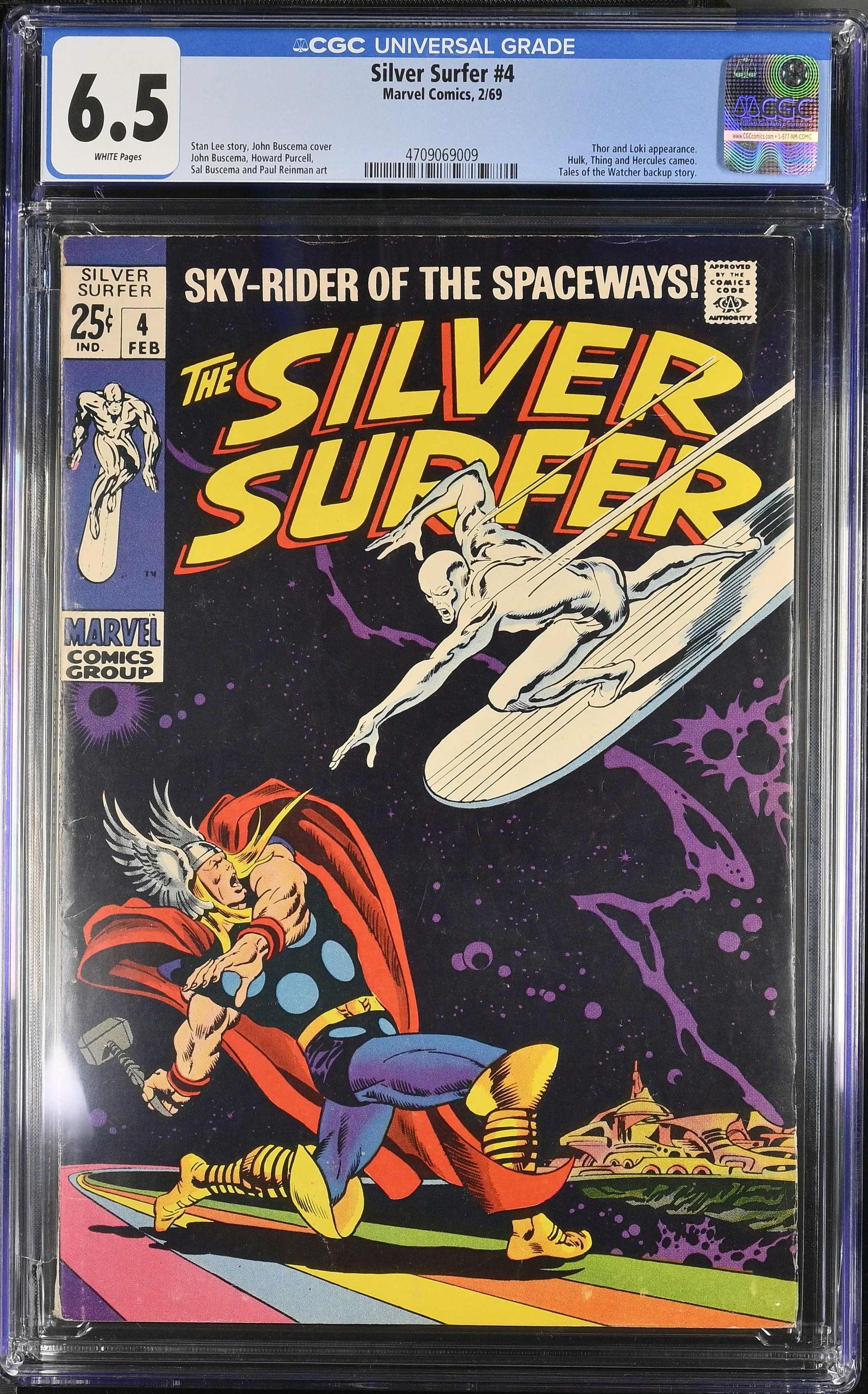 Silver Surfer #4 (1969) — Iconic John Buscema Cover. CGC 6.5 Universal
