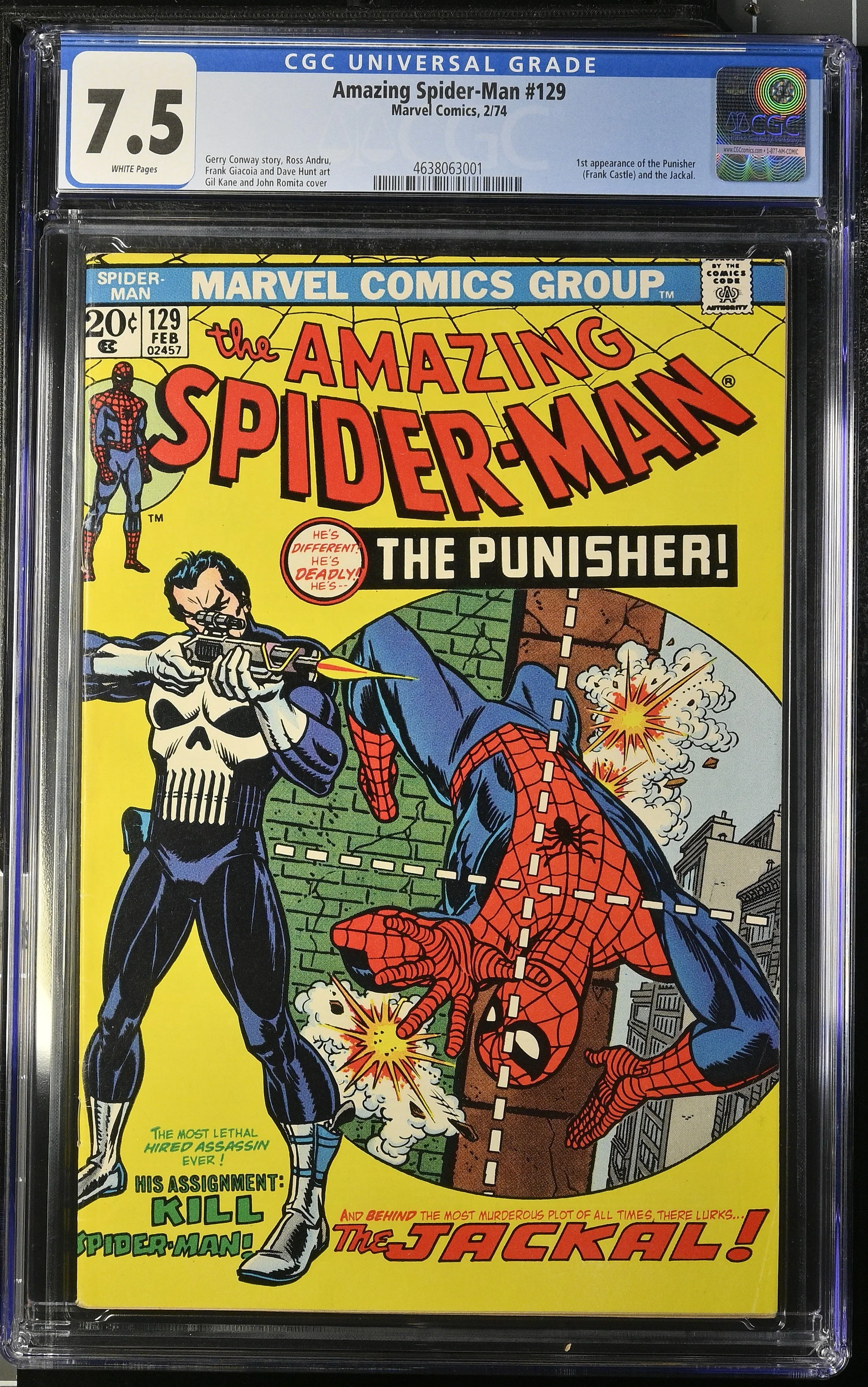 Amazing Spider-Man #129 (1974) First Appearance of The Punisher. — CGC 7.5 Universal