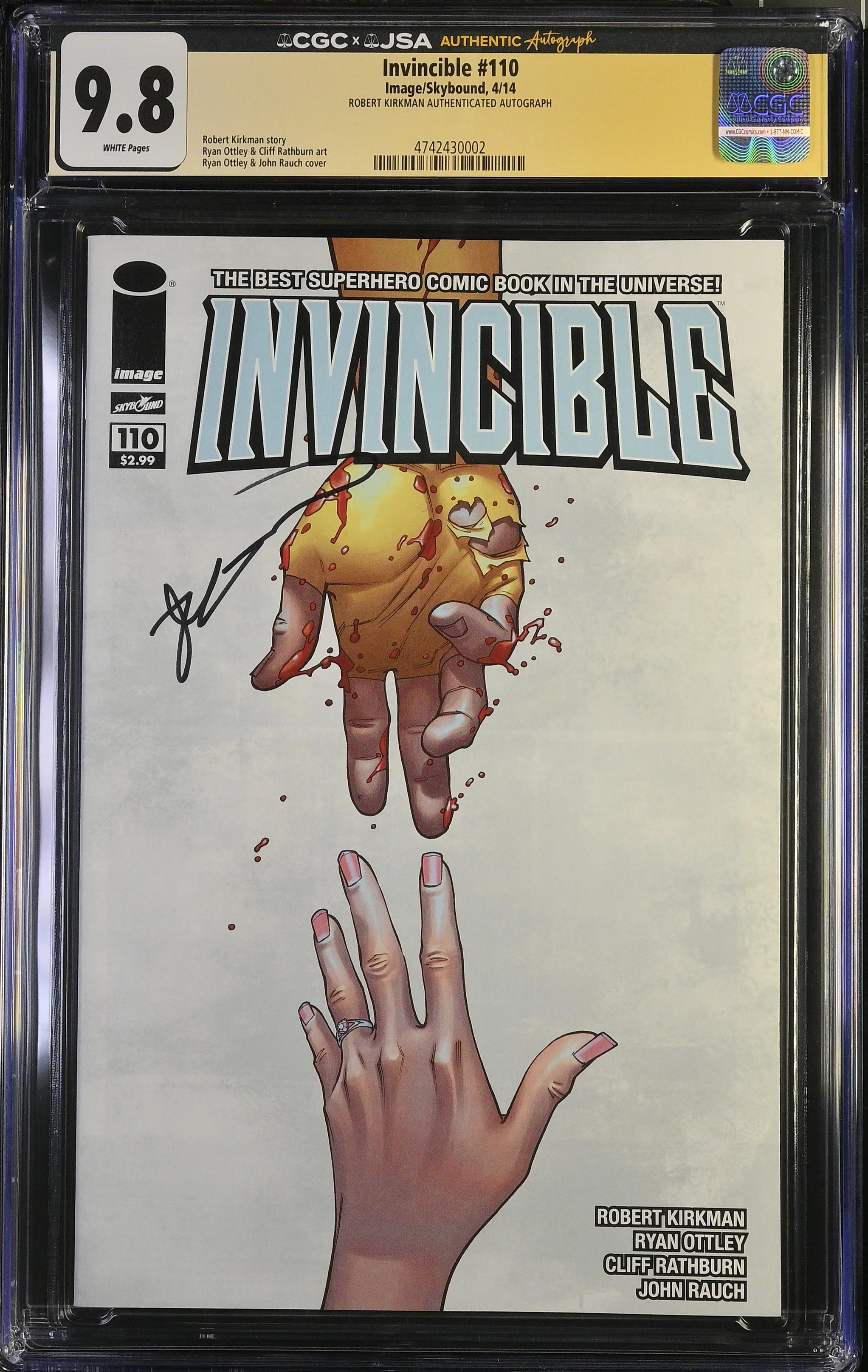 Invincible #110 (2014) — Controversial Rape Issue Signed by Robert Kirkman. CGC 9.8 Signature Series