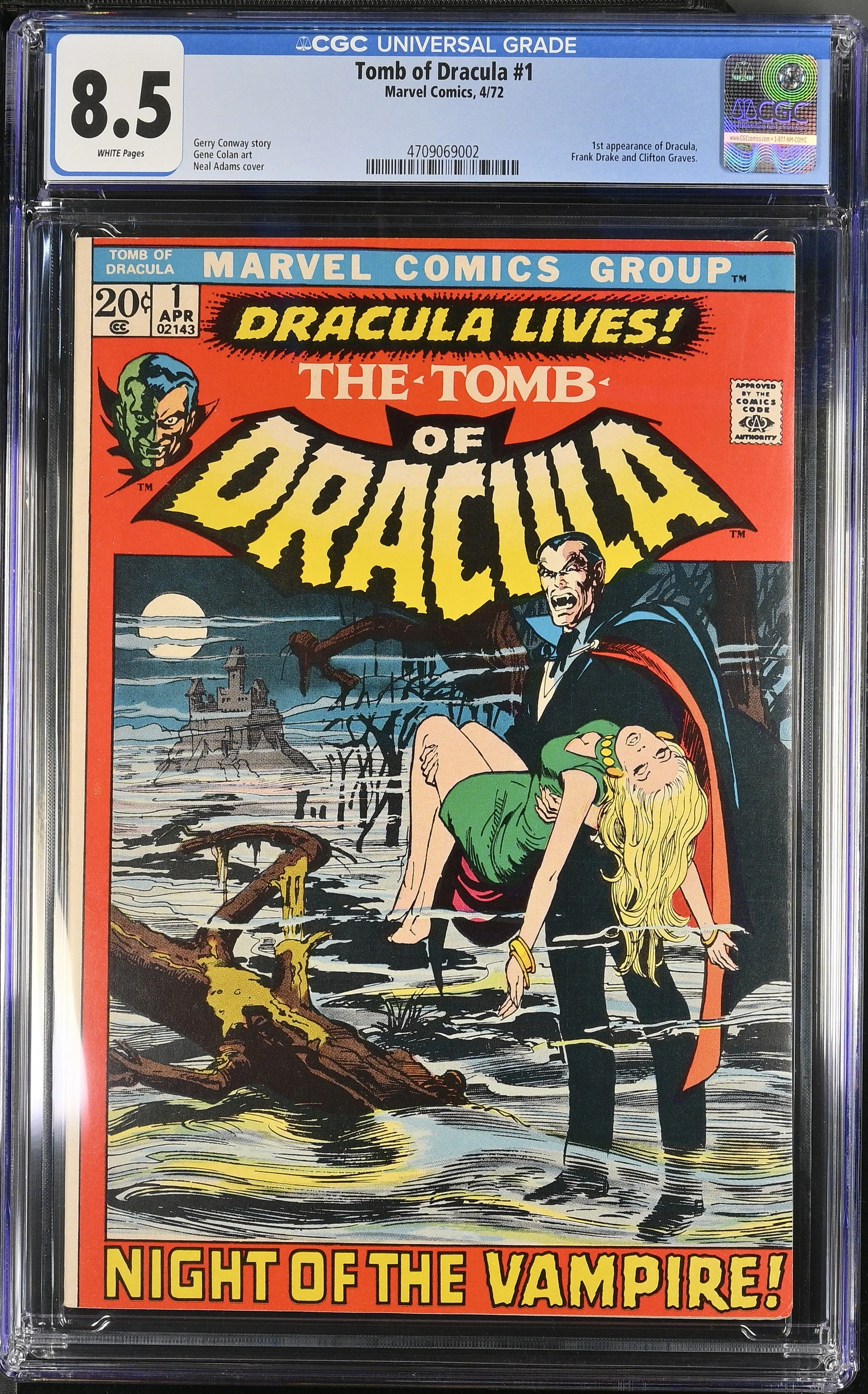 Tomb of Dracula #1 (1972) — First Appearance of Dracula. CGC 8.5 Universal