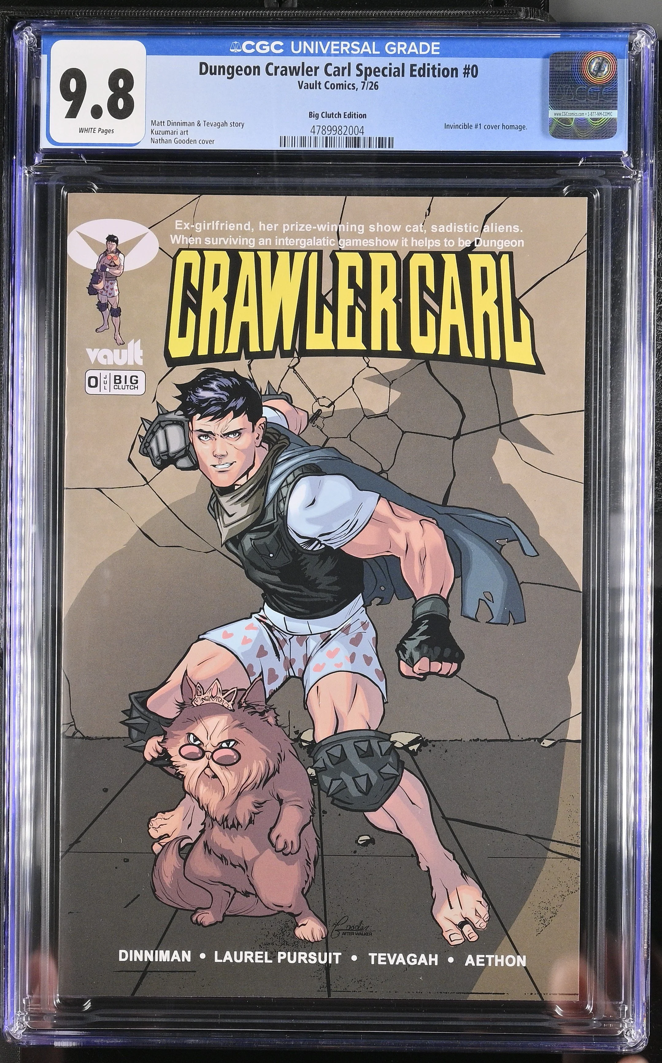 Dungeon Crawler Carl #0 (2026) — Big Clutch Comics Invincible Homage. CGC 9.8 Universal