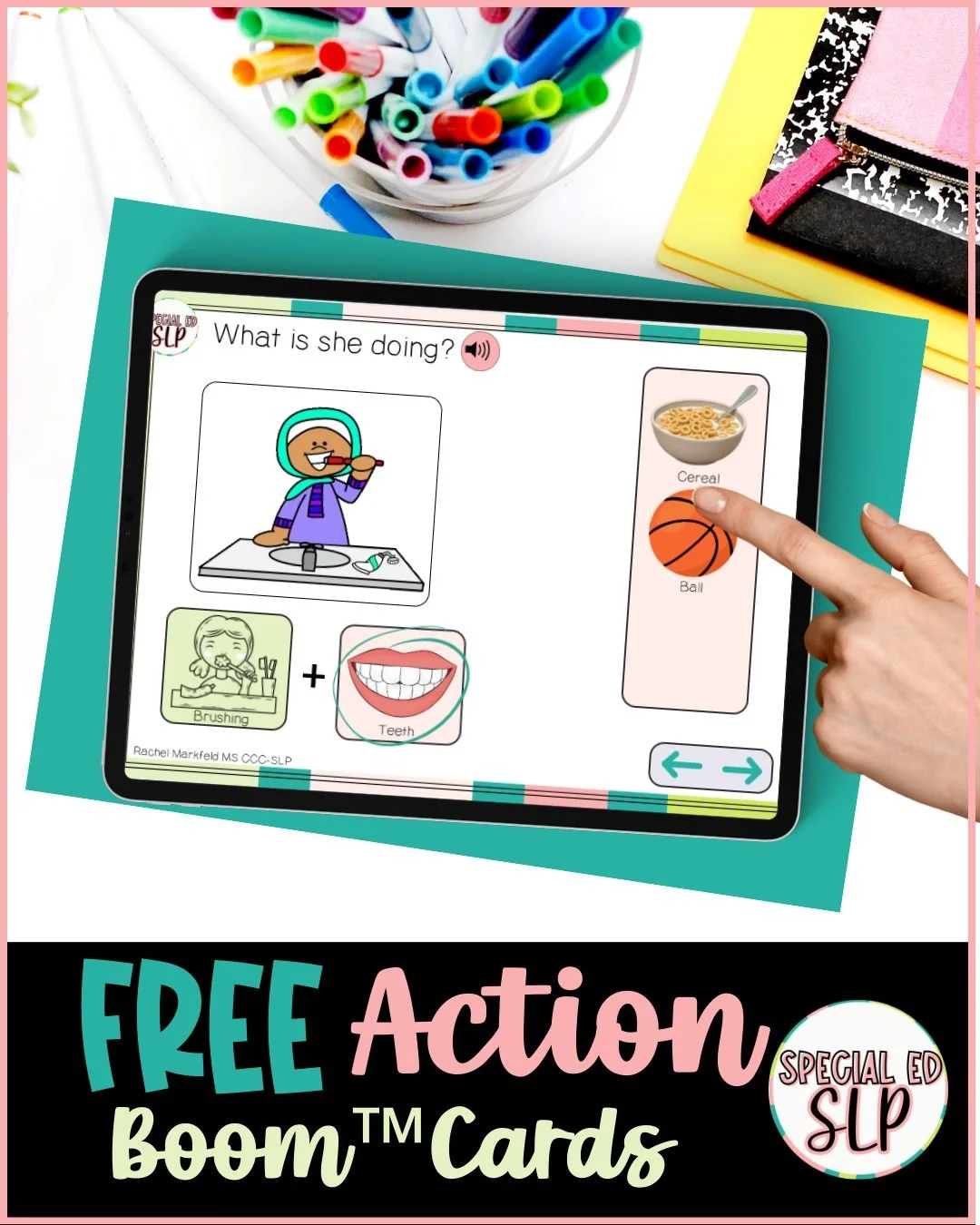 I made this FREE Boom&trade; Cards sample for anyone working on verbs with early communicators 💛

It uses animated GIFs to teach
&bull; action verbs
&bull; noun + verb combinations
&bull; early sentence building

Perfect for speech therapy, special 