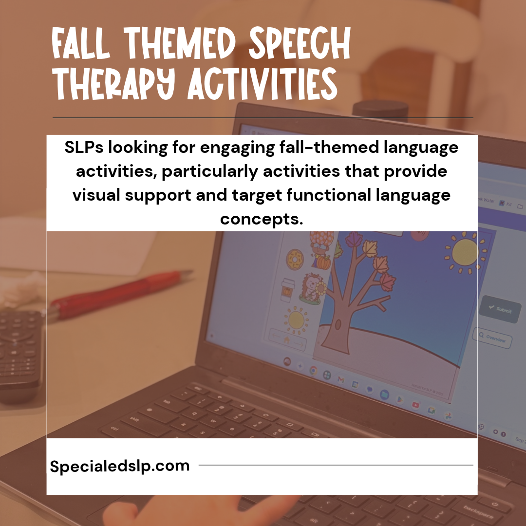 Fall Themed Speech Therapy Activities for Teaching Receptive Language Concepts