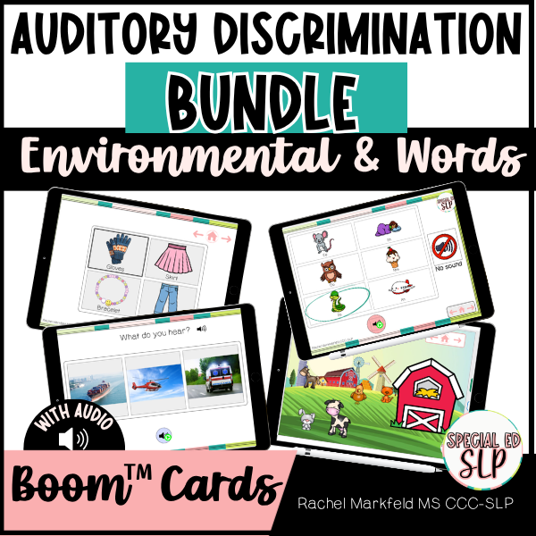 This Auditory Skills Bundle is designed for discriminating between sounds and words for SLPs, deaf educators, and auditory verbal therapist working with children who are deaf or hard of hearing using cochlear implants or hearing aids. Perfect for dev