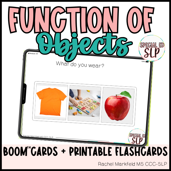 Identify Object Function Speech Therapy Boom™ Cards and Printable Flashcards. Boost functional vocabulary and receptive language skills with this versatile identifying object function speech therapy identification flashcards printable activity and di