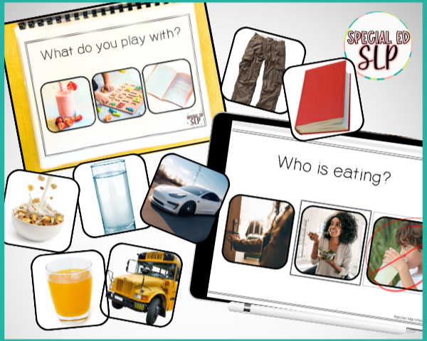 Digital boom cards and printable flashcards for targeting object function, actions and verbs. Speech therapy bundle on teachers pay teachers