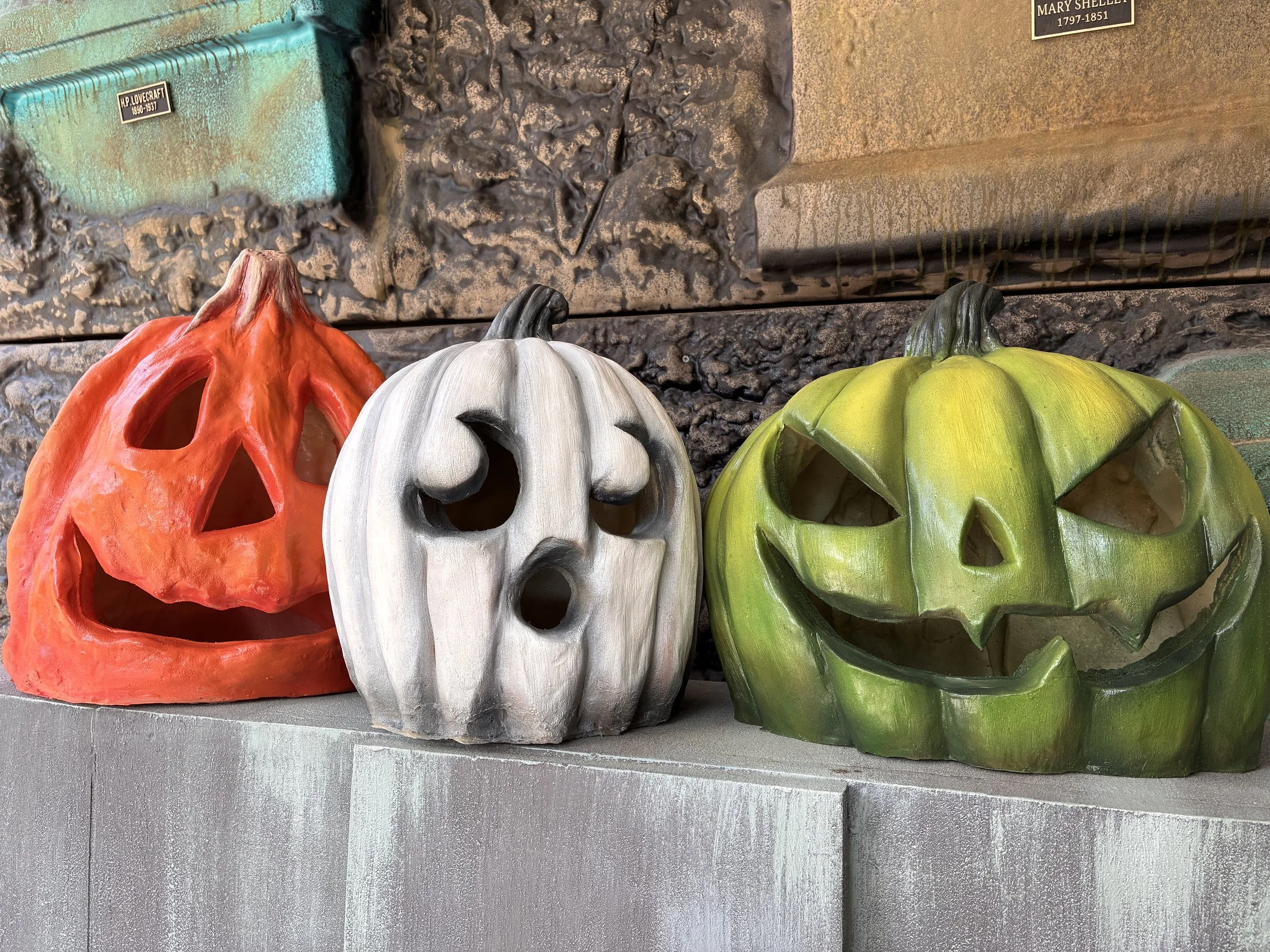 3 multicolored pumpkins