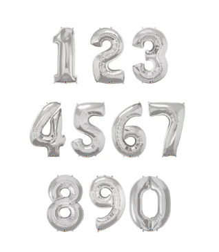 34 in Silver Number Balloon