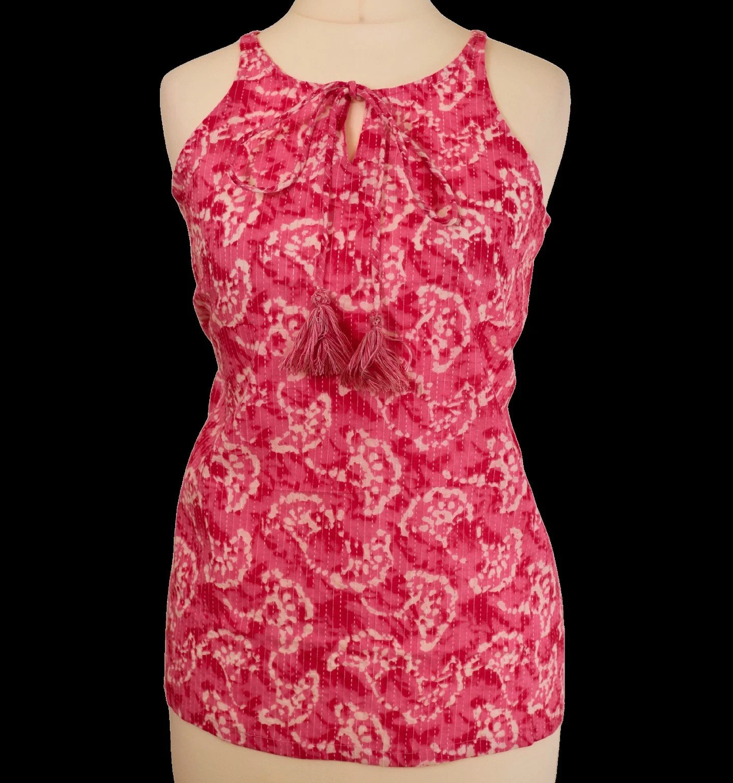 ✨ Product Name:
Ros&eacute; Whisper Sleeveless Top
Pratham Aagman Collection

🧵 Description:
The Ros&eacute; Whisper Sleeveless Top captures the essence of effortless femininity with its soft pink tones and subtle tie-dye-inspired print. Finished wi