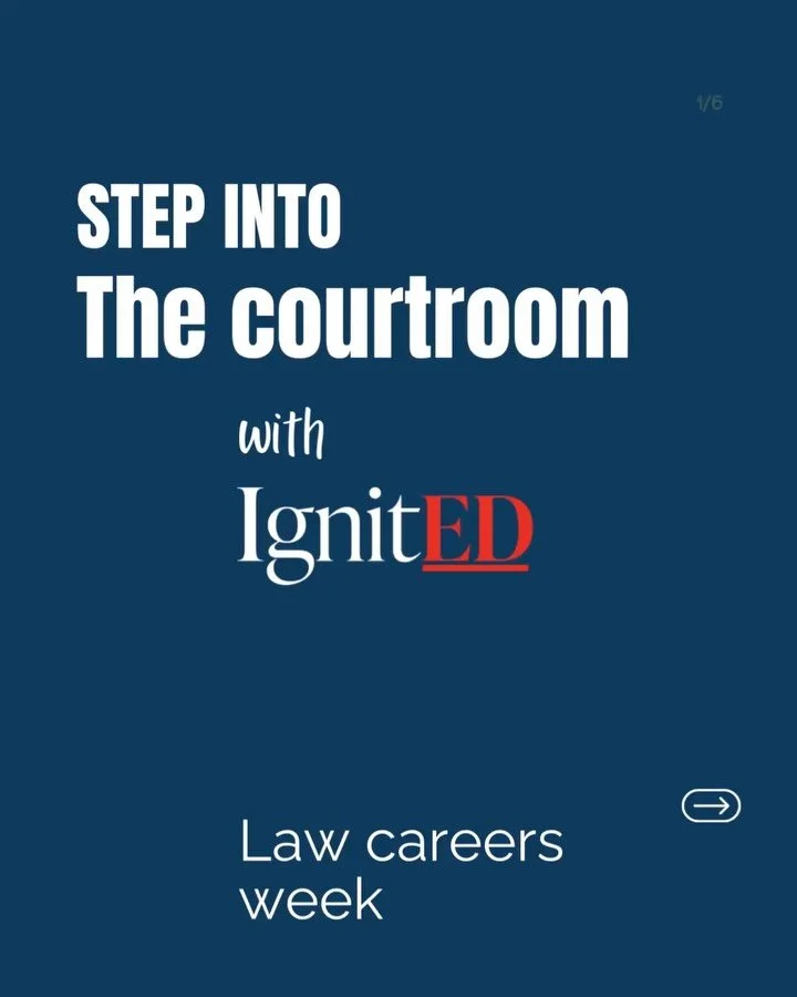 Step into the courtroom at IgnitEDs Law Careers week
📅 August 18 - 22 - 2025 
📍 University of Chichester 
- Personal Mentoring
- Courtroom Observation 
- Deep Dive into Family Law
- Mock Trials
- Coroners Workshop
Future lawyer? Let’s star