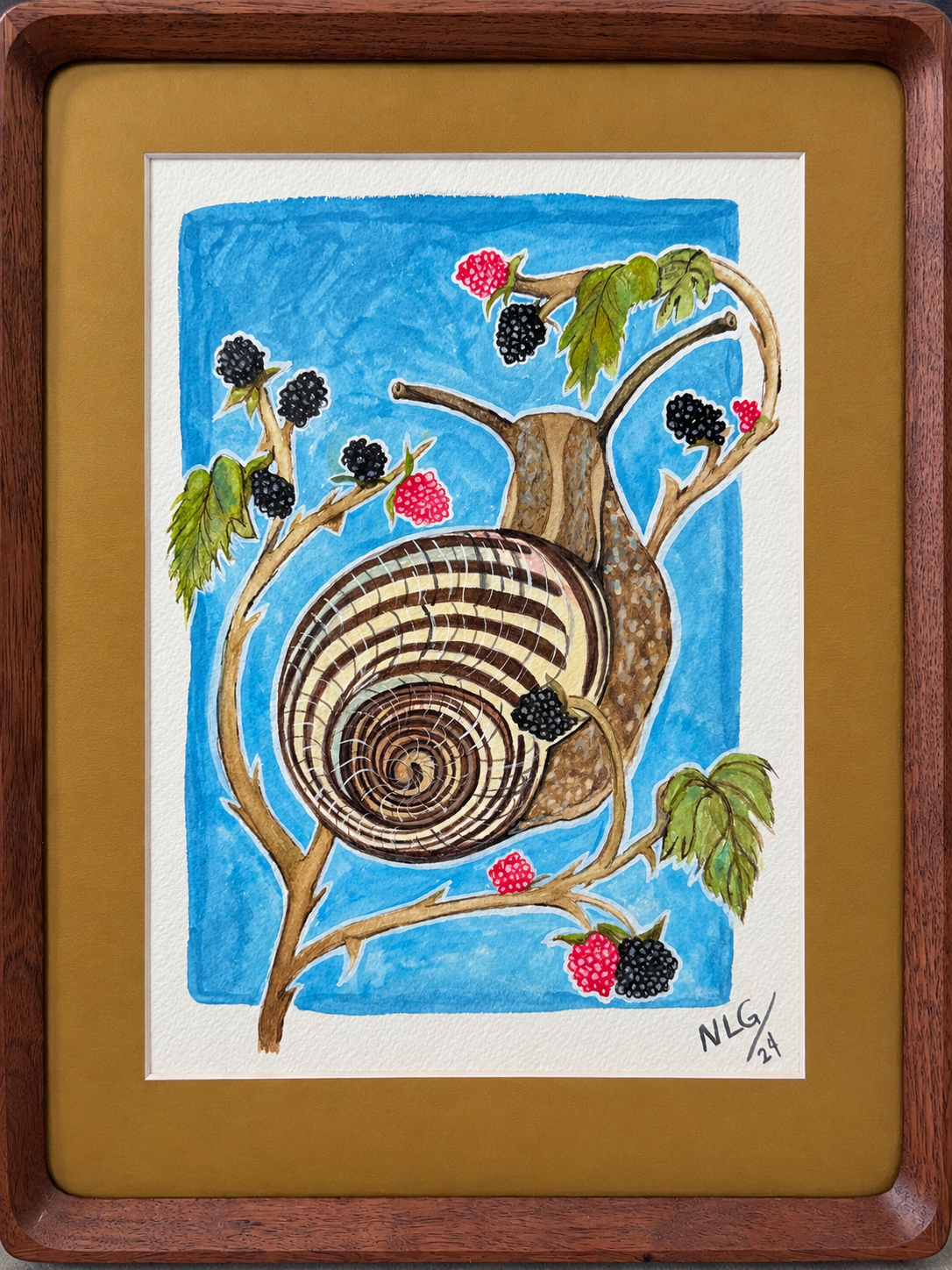 Framed Snail and Blackberry Watercolor.png