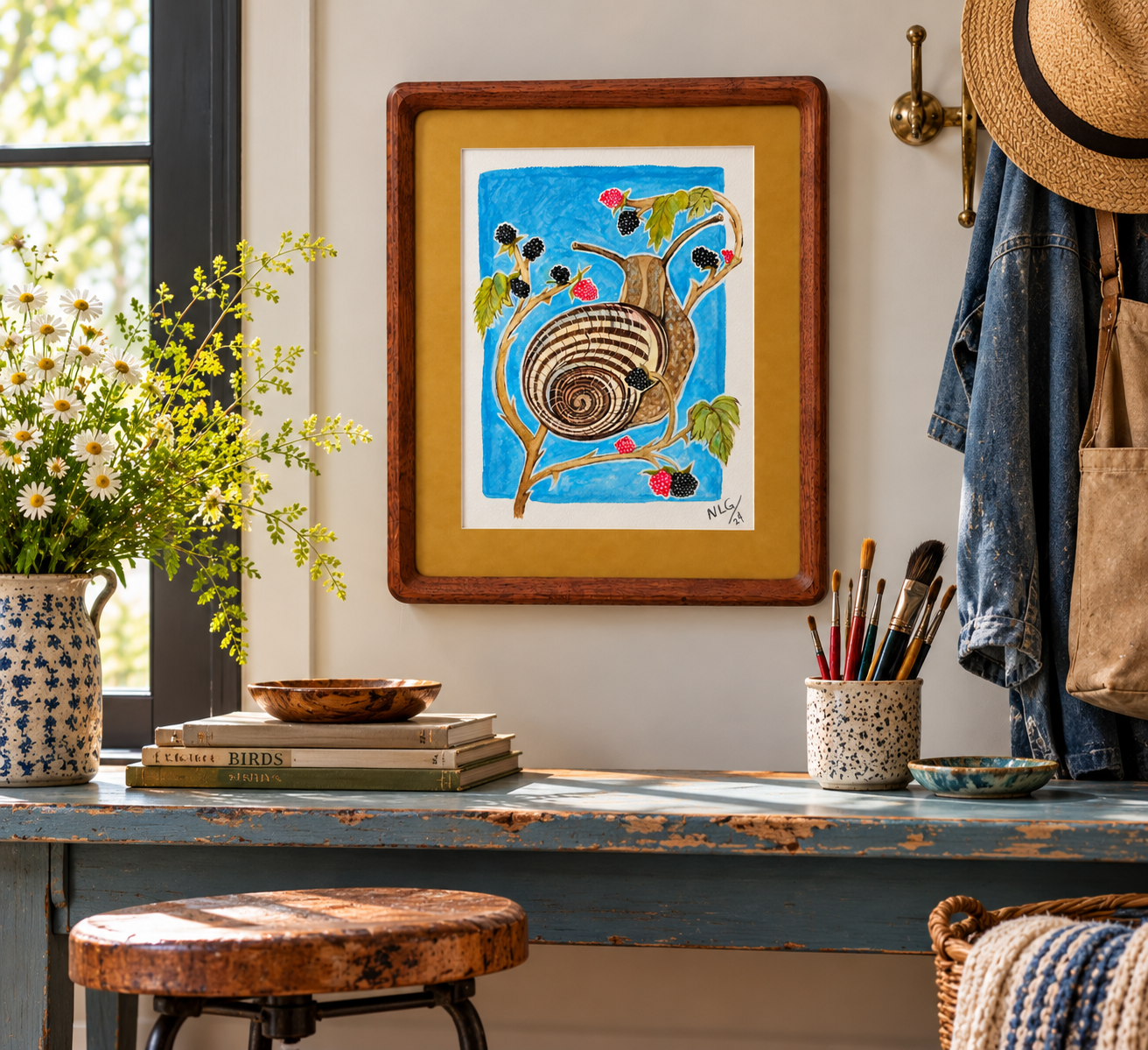 Eclectic Artist’s Nook with Snail Artwork.png
