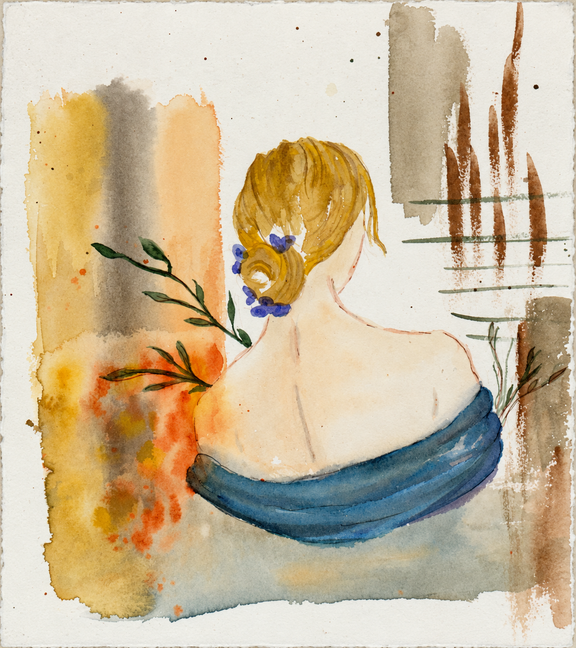 Watercolor woman with violet flowers.png