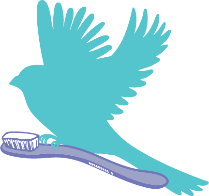 Silhouette of a bird with toothbrush illustration