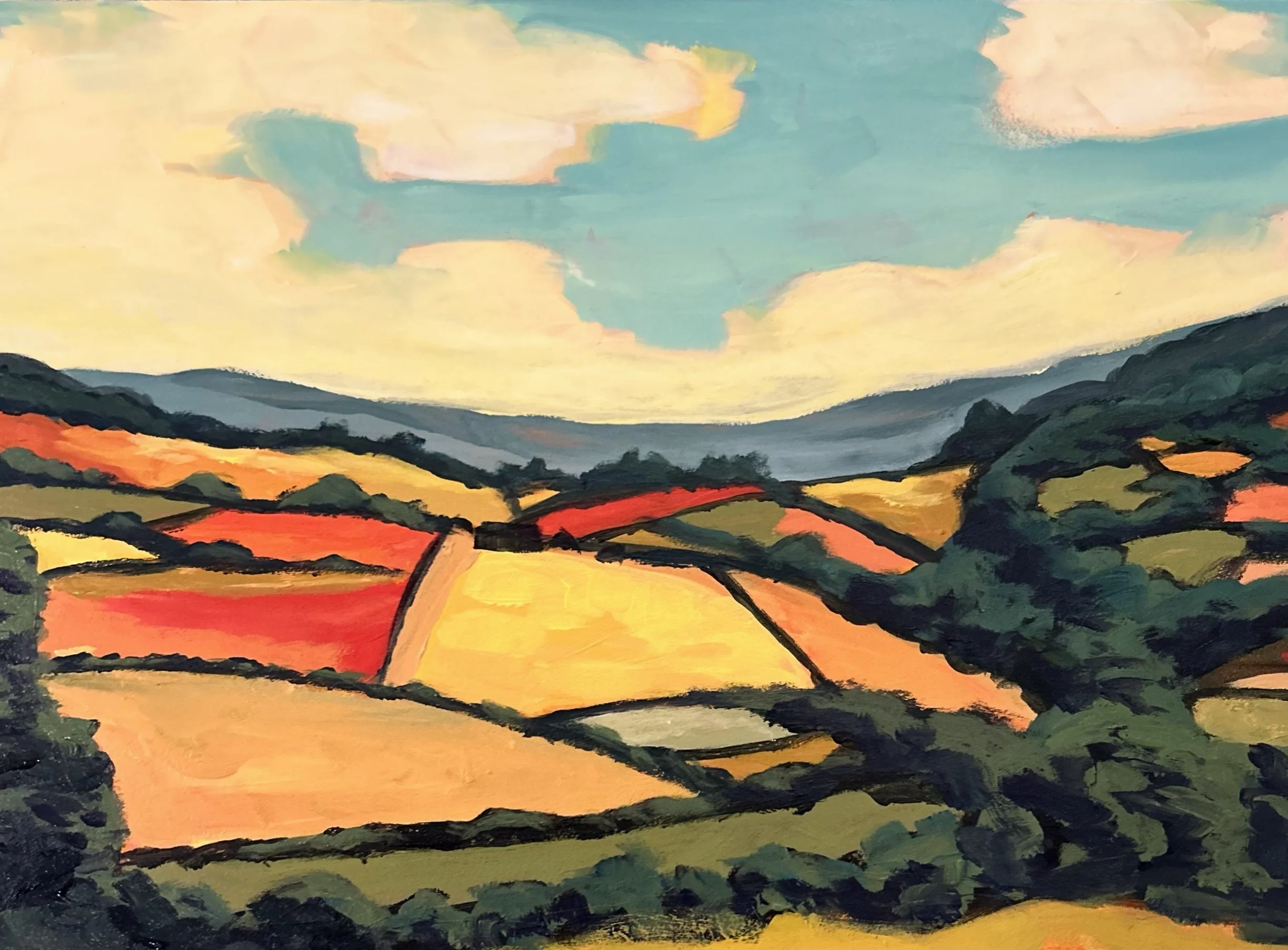 'French Countryside Study', 12x8, Acrylic on Wood, © Larkin Divine, 2024