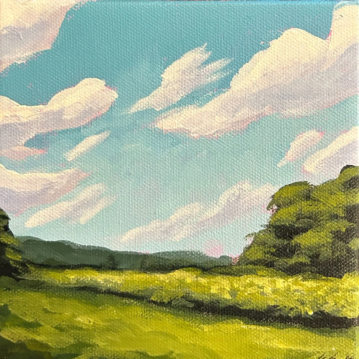 'Hamilton Sky', 5x5, Acrylic on Canvas, © Larkin Divine, 2024