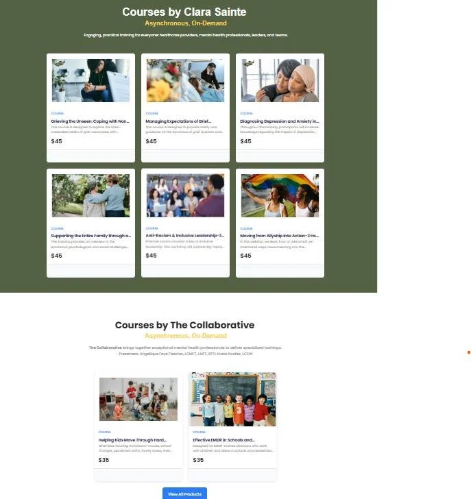 We believe professional growth is better when we learn from one another.
The Collaborative brings experienced mental health professionals together on one shared platform to offer practical, accessible courses and workshops for therapists, educators, 