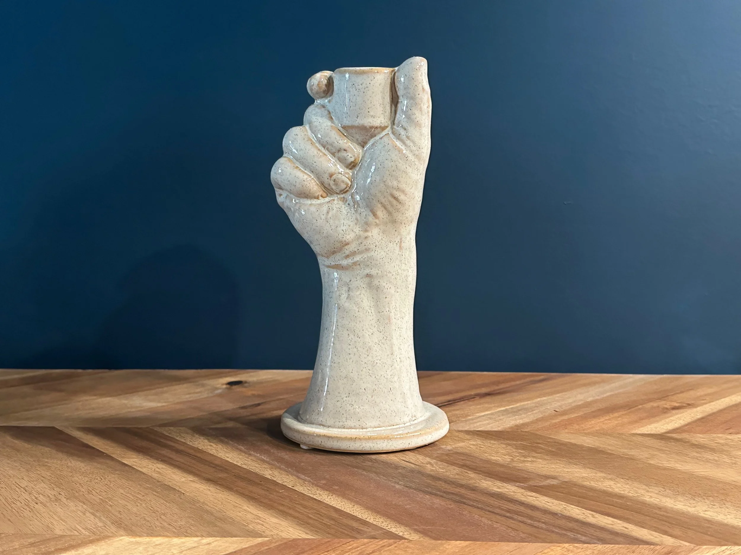Artistic Stoneware Hand Taper Holder