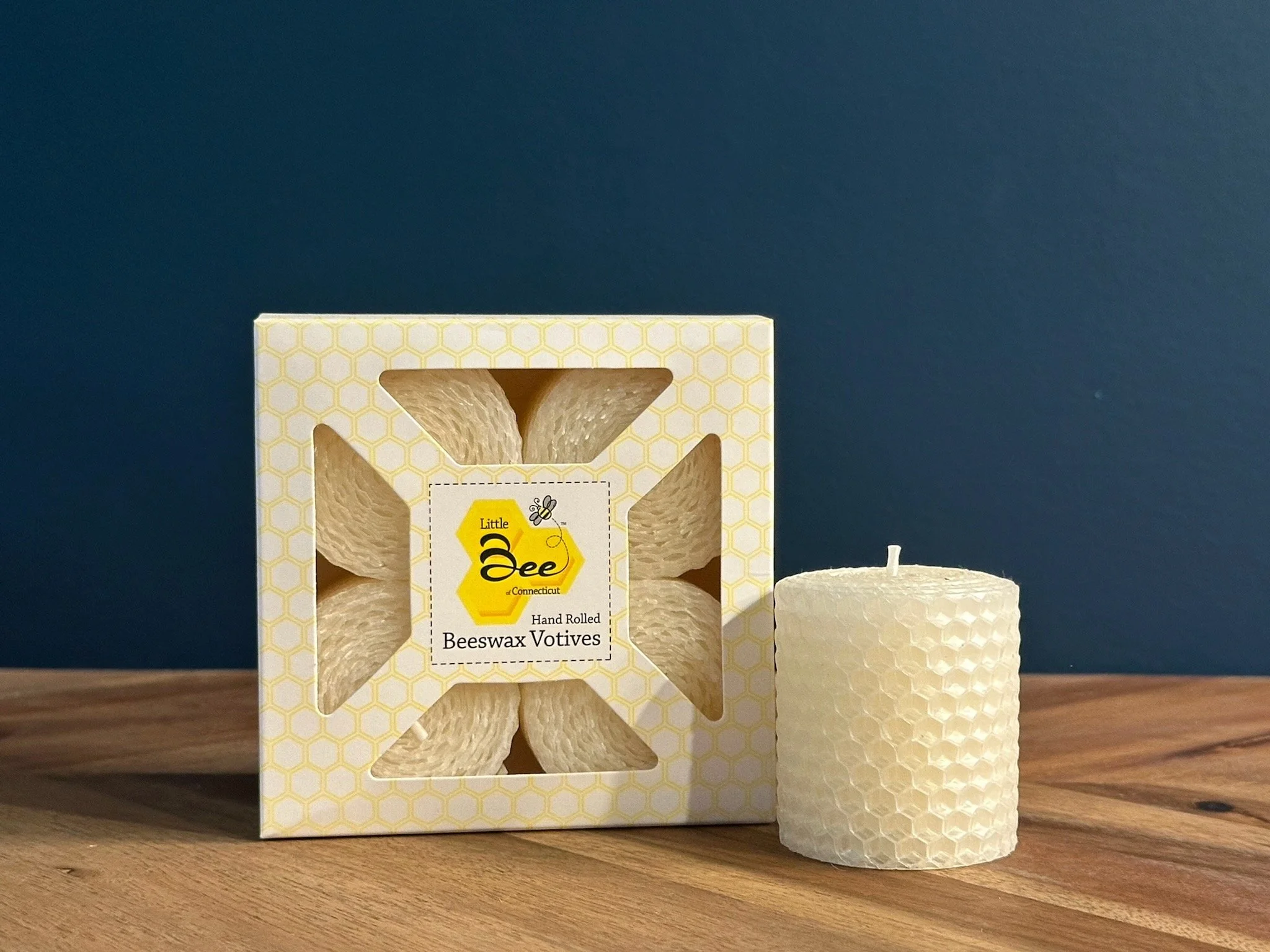 Hand Rolled Beeswax Votive Candles - 4 Pk