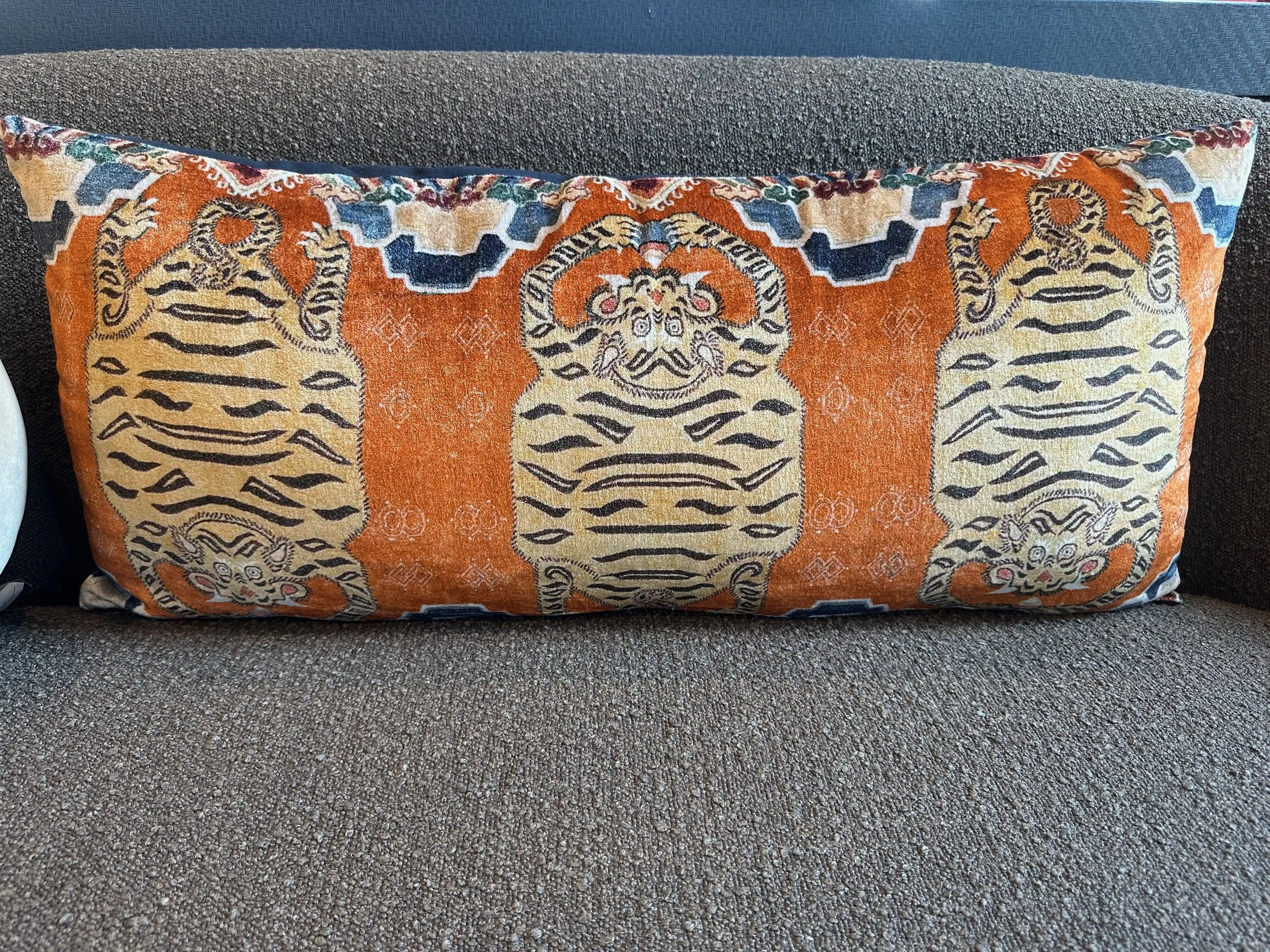 Cotton Velvet Printed Lumbar Pillow