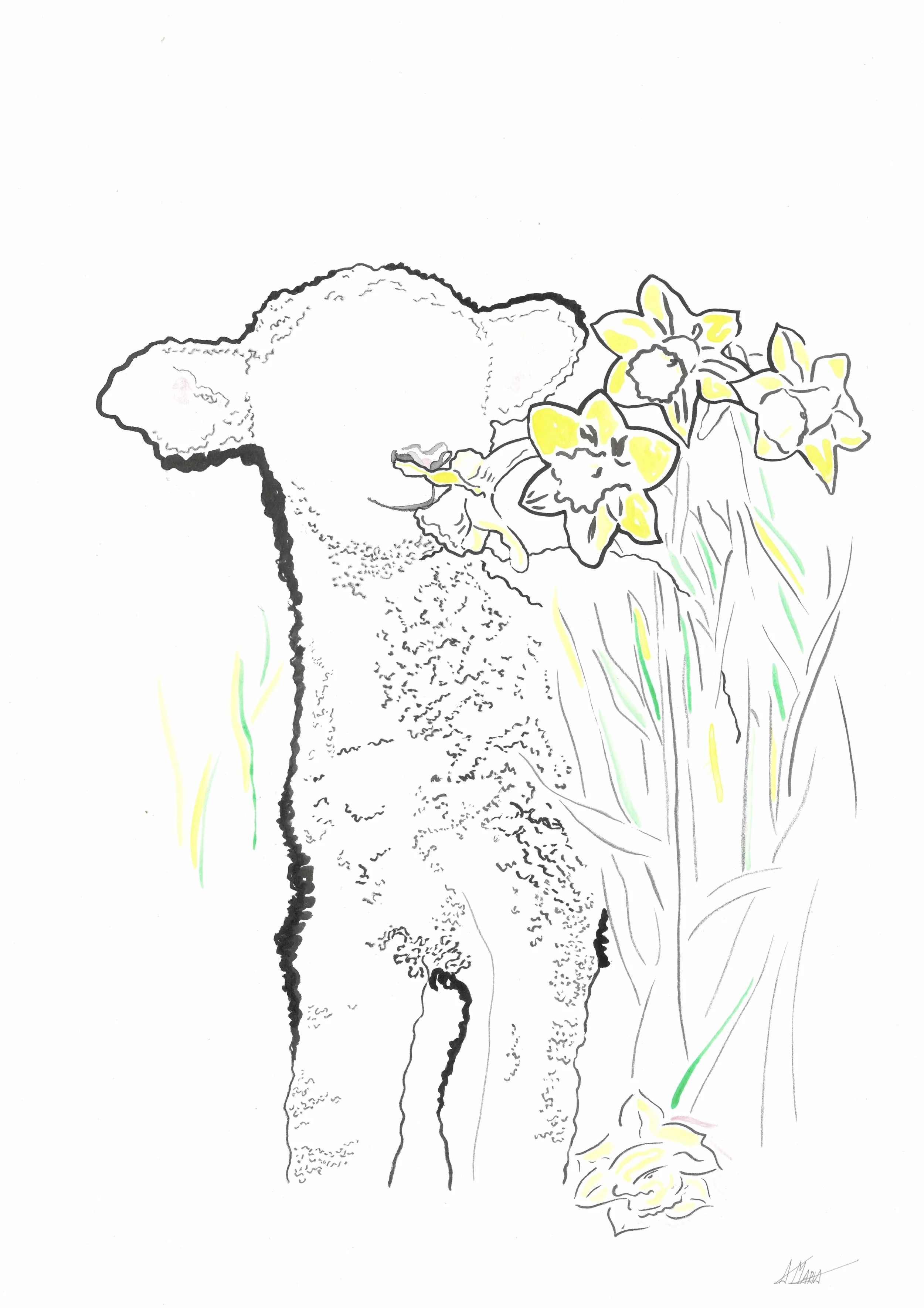 Spring Is Here, acrylic and ink on paper, 42 x 29 cm