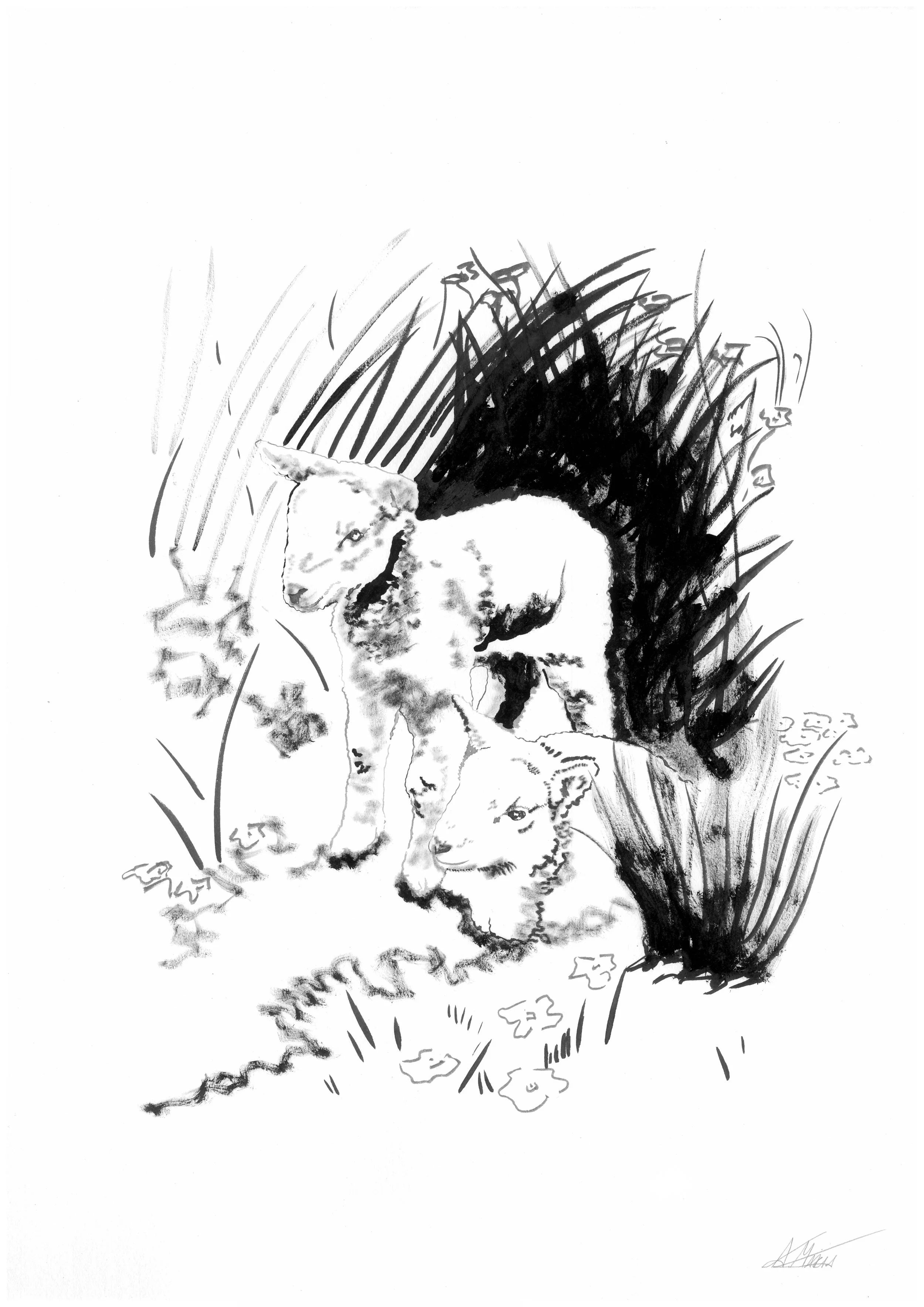 By Your Side, ink on paper, 42 x 29 cm