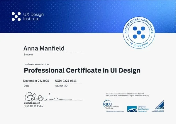 Yoohoo&hellip; she&rsquo;s certified! ✨

I am feeling really proud to share that I have now completed both my UX Design and UI Design certificates with @uxdesigninstitute 

I am so excited to bring these new skills into real world projects and to col