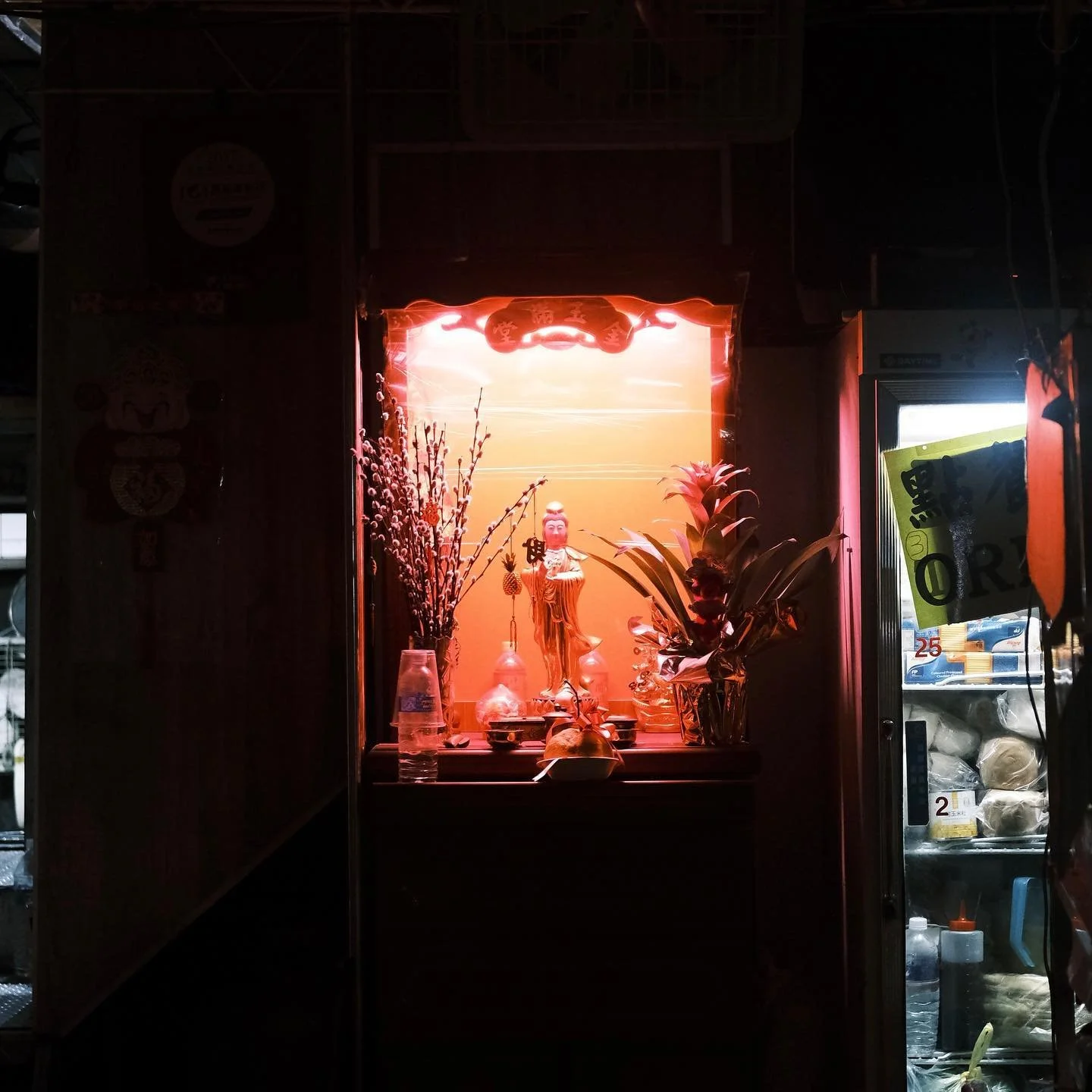 Inspo from Taipei; I love seeing people&rsquo;s personal shrines and altars with collections of religious, spiritual and sentimental objects, This one drew me in from the street at night when everything else was dark. 💡