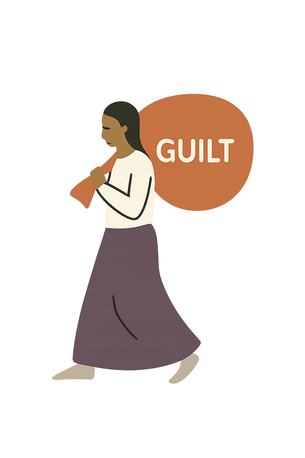 Illustration of a person walking, holding a large magnifying glass.