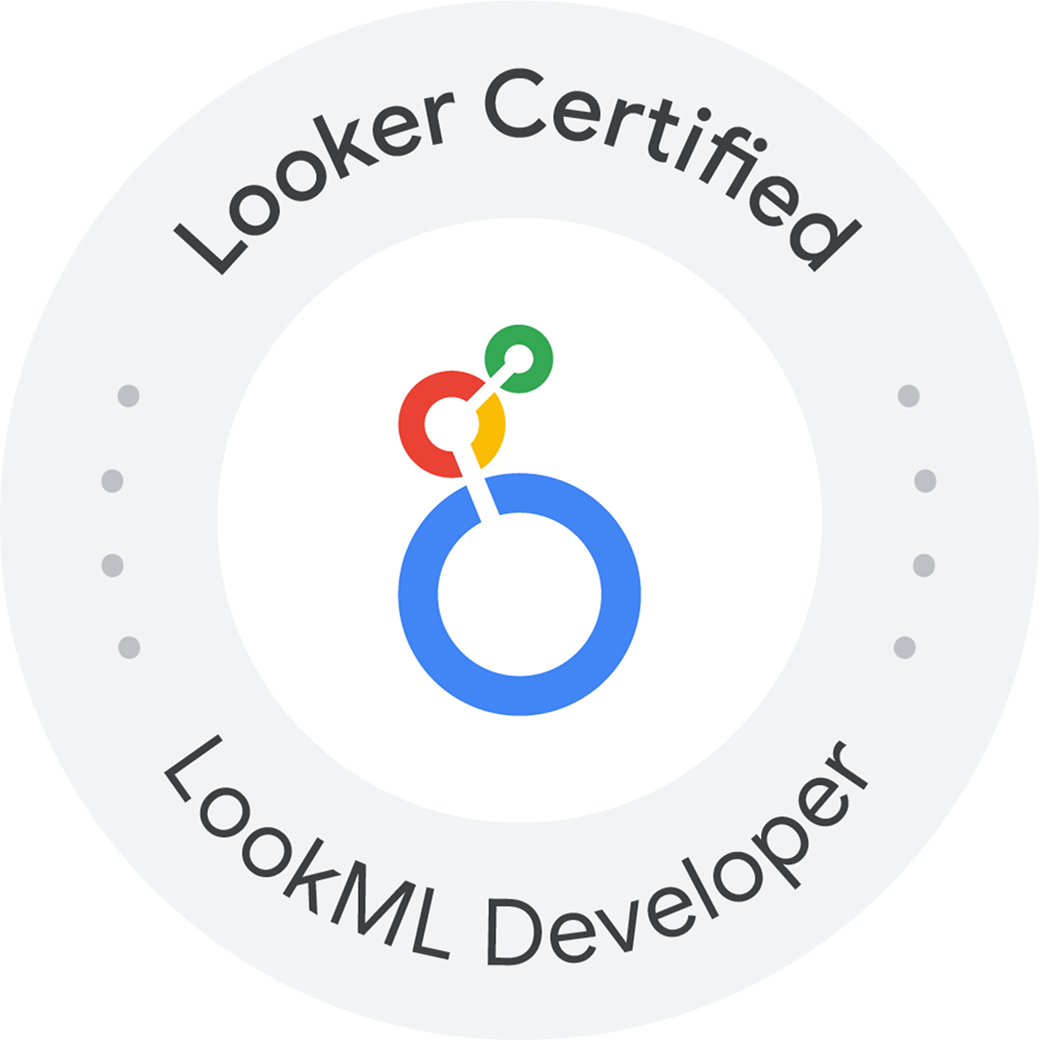 Looker Certified LookML Developer.